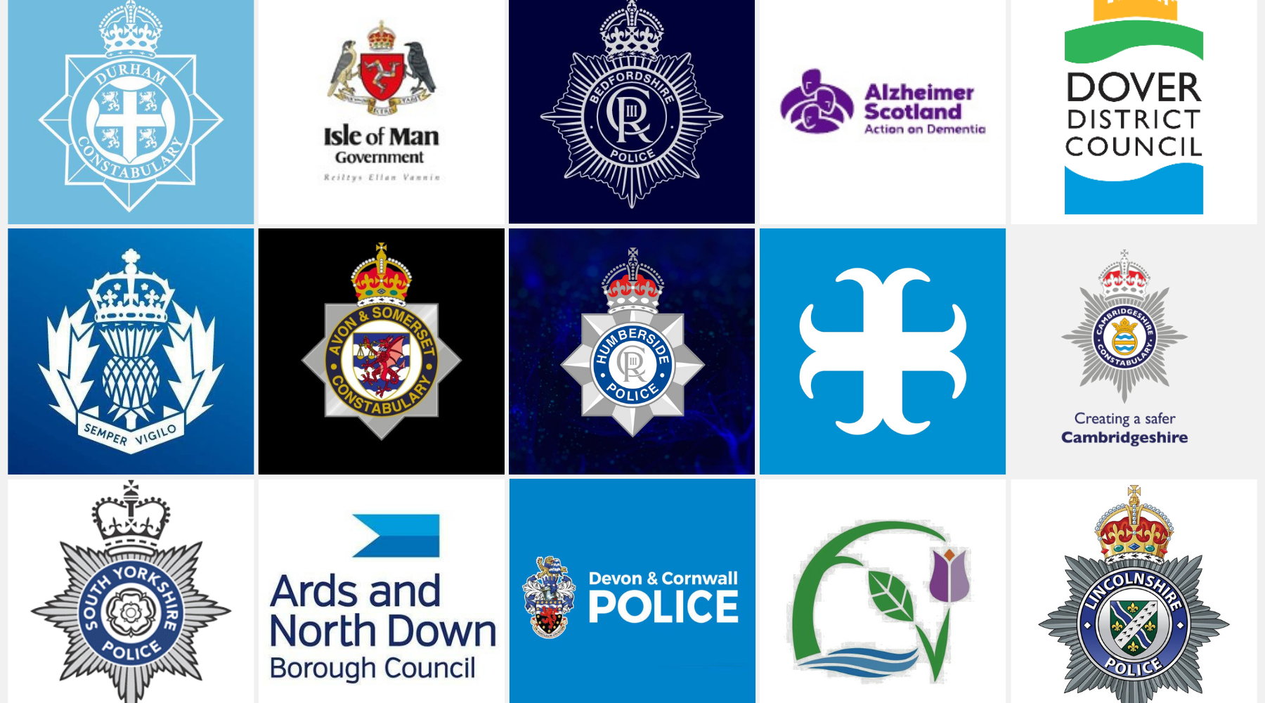 Collage of police, council, and charity logos